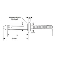 Gesipa Bulb-Tite Blind Rivets, RV6606-6-8W Blind Rivets; 3/16 Inch, (.187 Inch), (.312-.500 Inch G